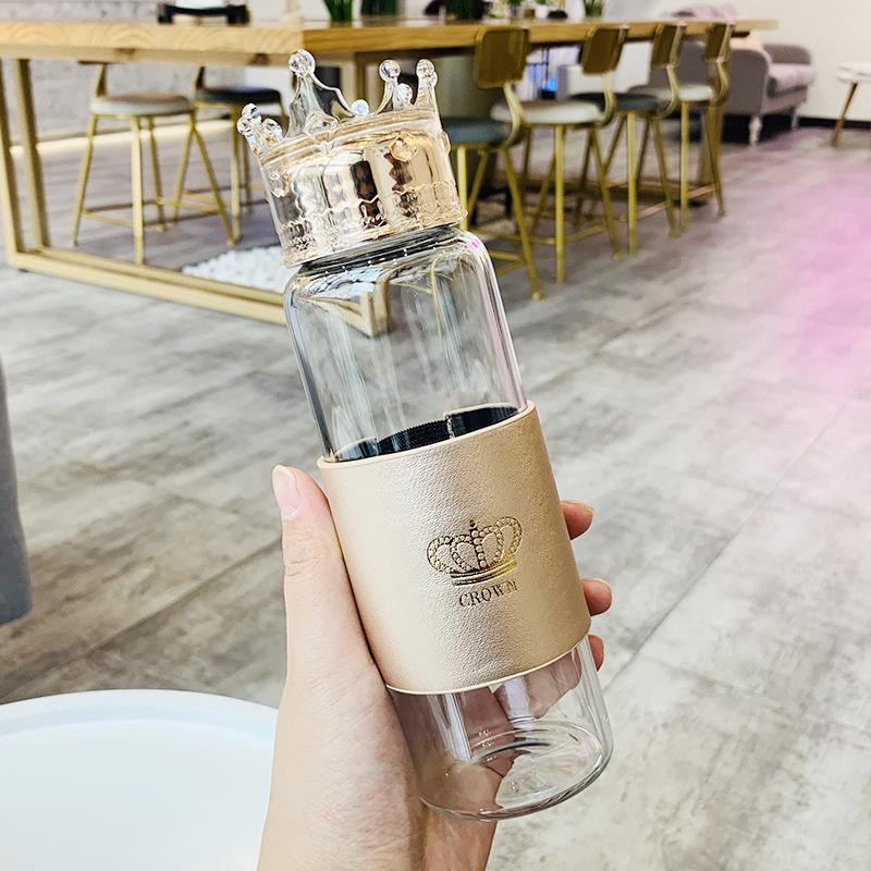 Crown Glass Water Bottle