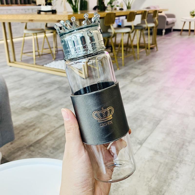 Crown Glass Water Bottle