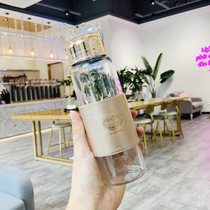 Crown Glass Water Bottle