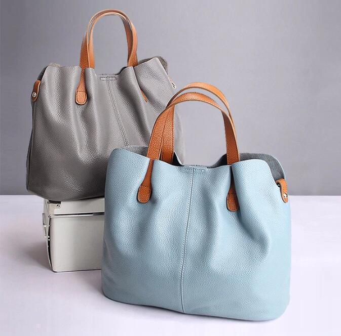 2 In 1 Leather Shopper Tote Bag